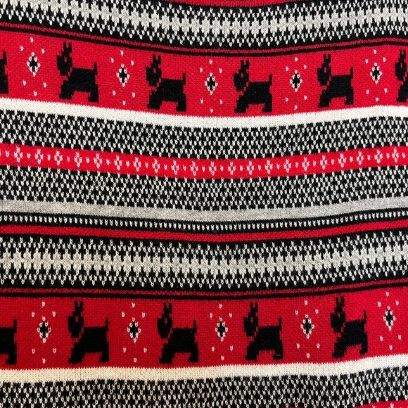 Karen Scott Red Nordic Fair Isle Print Pullover Sweater Scottie Dog Sz Medium - Picture 3 of 11